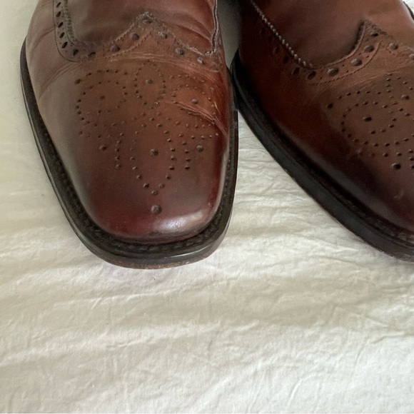 🤎 MAGNANNI~ Men's Wingtip BROWN All Leather Dress Shoes US 10.5 - Picture 3 of 16